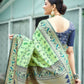 Vishnu Weaves Women's Pista Paithani Patola Silk Zari Woven Saree with Unstitched Blouse - Swadesiicart