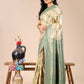 Astita Aura Silk Cream Green Banarasi Silk Saree | Swadesiicart