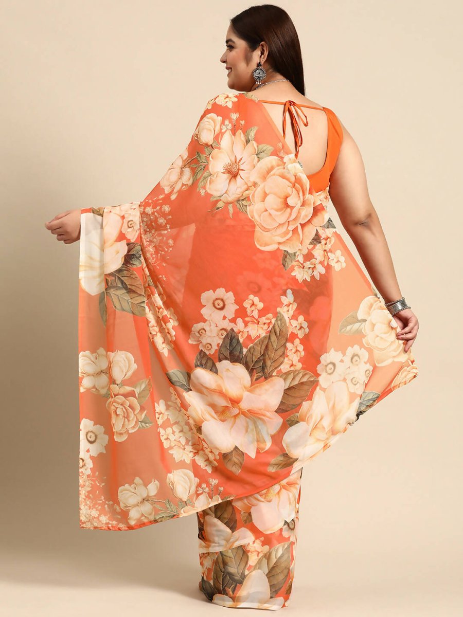 Ahalyaa Women's Traditional wear Saree - Orange | Swadesiicart