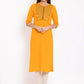 HERE&NOW Yellow Geometric Yoke Design Thread Work Kurta - Swadesiicart