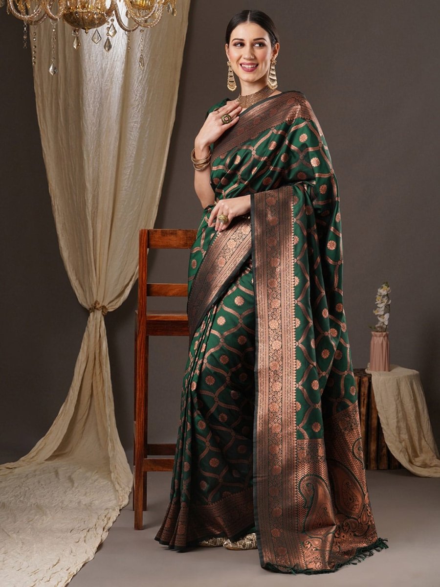Anouk Woven Design Zari Silk Blend Banarasi Saree | Swadesiicart