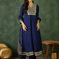 The52 Blue Women's Gorgeous Embroidered Work Vichitra Silk Fabric Flared Kurta Pant and Dupatta Set - Swadesiicart