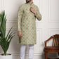 Sojanya Men Green Printed Cotton Linen Kurta with Churidar | Swadesiicart
