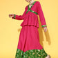 InWeave Women's Fuchsia Green Brocade Mughal Shaan Kurta Palazzo Set - Swadesiicart