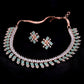 Saraf RS Jewellery Sea Green & Rose Gold-Polished American Diamond Studded Jewellery Set