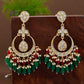 Shoshaa Green Contemporary Kundan Chandbalis Earrings | Swadesiicart