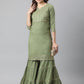 Kalini Women Green Yoke Design Gotta Patti Kurta with Sharara | Swadesiicart