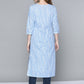 HERE&NOW Women Blue & White Paisley Printed Cotton Kurta - Swadesiicart