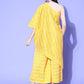InWeave Women's Light Yellow Mirror Work Oneshoulder Kurta Set - Swadesiicart