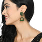 Mominos Fashion Johar Kamal Beautiful Kundan Work Jhumka With Green Beads - Swadesiicart