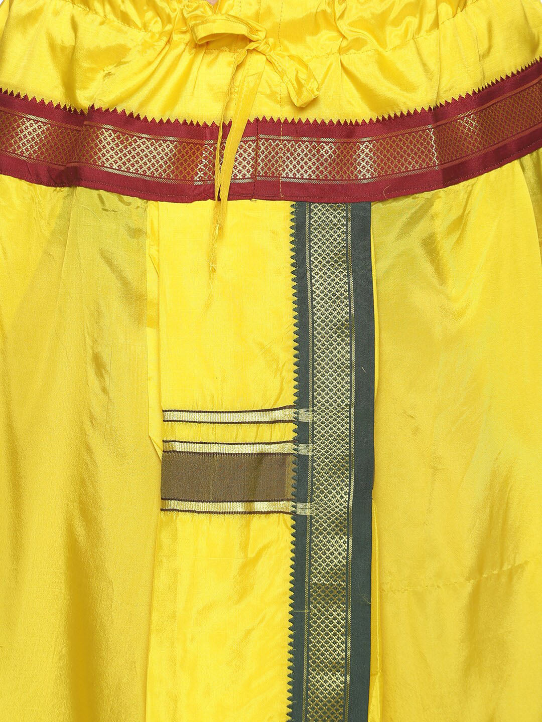 Sethukrishna Men Yellow & Green Solid Readymade Dhoti Pant | Swadesiicart