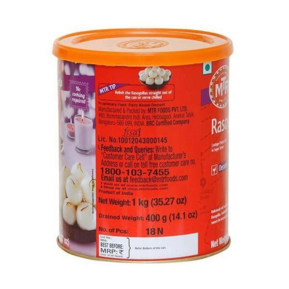 MTR Rasogolla Tin - Swadesiicart