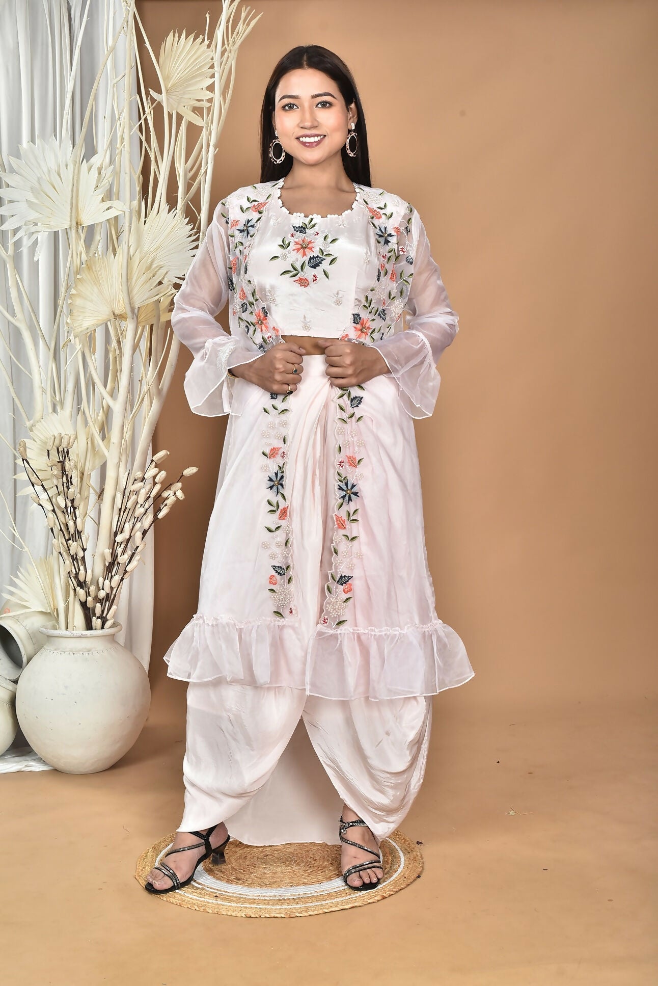 Morchari Women Hand Embroidery Crop Top-Light Pink - Swadesiicart
