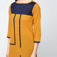 Aniyah Cotton Color Block Straight Kurta In Mustard Color (AN-102K) - Swadesiicart