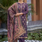 Jyoti Fashion Women's Purple Pure Silk Elegant Jacquard Woven Kurta with Trouser & Dupatta | Swadesiicart