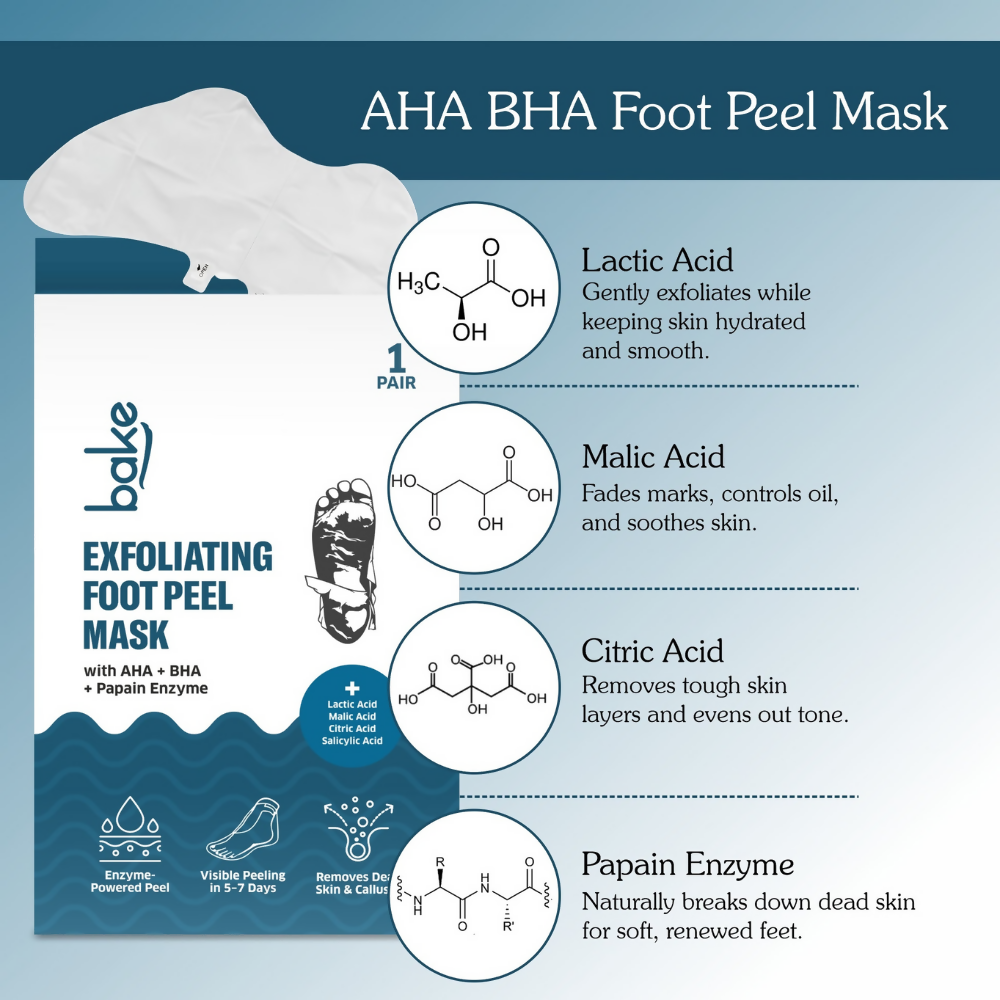 Bake AHA + BHA Peeling & Exfoliating Foot Mask | Swadesiicart