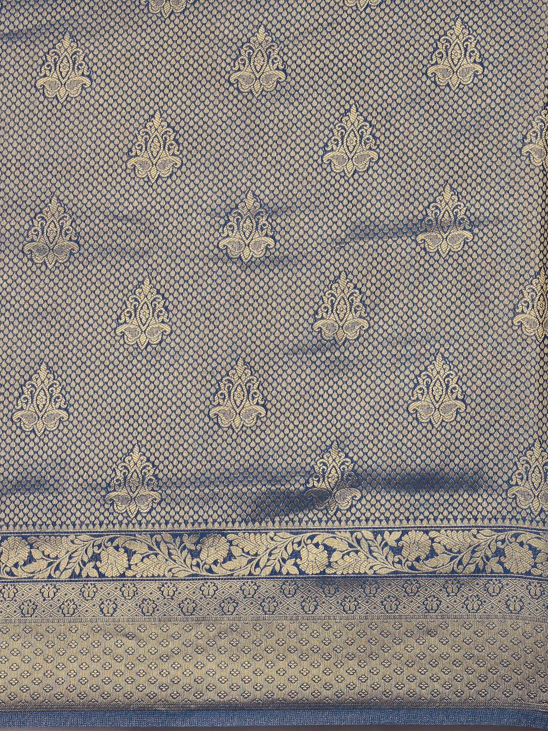 Saree Mall Navy Blue Ethnic Motifs Zari Silk Blend Banarasi Saree | Swadesiicart