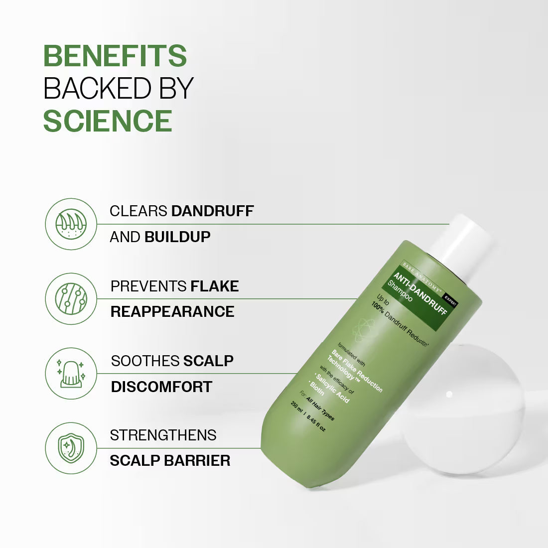 Bare Anatomy Expert Anti-Dandruff Shampoo with Salicylic Acid & Biotin | Swadesiicart