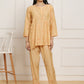 HOUSE OF KARI Floral Embroidered Chikankari Chanderi Silk Straight Kurti with Trousers | Swadesiicart