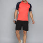 Alcis Men Red & Navy Blue Colourblocked Polo Collar Slim Fit Running T-shirt | Swadesiicart