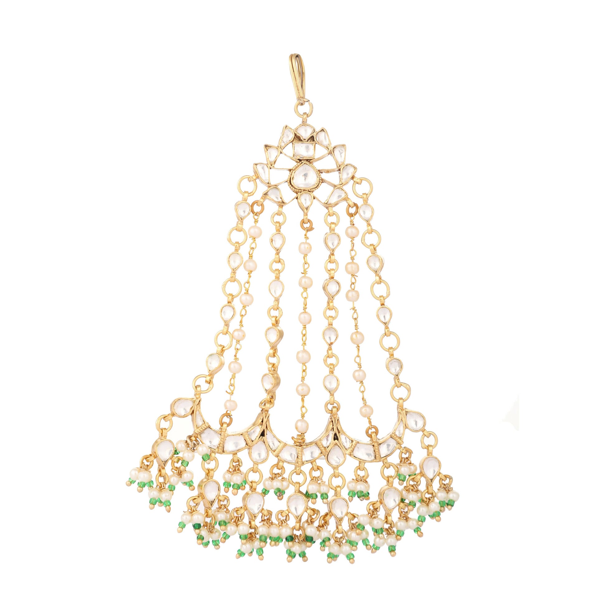 Nuyug 22K Gold-Plated Kundan Studded Jhumar Paasa Statement Head Jewellery | Swadesiicart