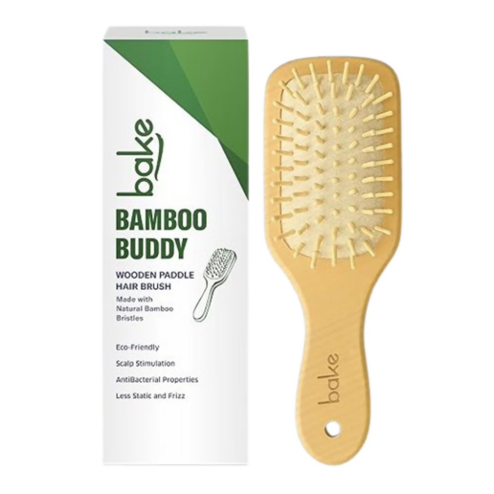 Bake Bamboo Buddy Wooden Hair Brush For Promotes Hair Growth | Swadesiicart