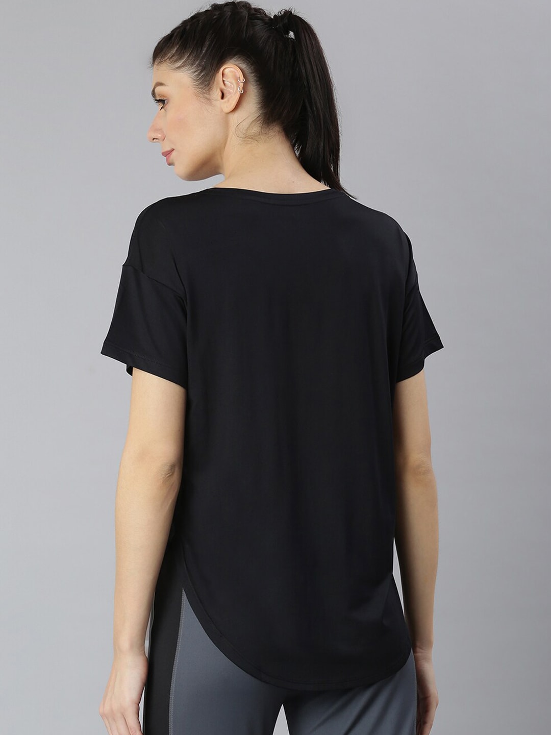 MKH Women Black Typography Printed Dri-FIT Sports T-shirt - Swadesiicart