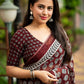Maroon Poly Georgette Ajrak Saree with Unstitched Blouse - Hiral Fashion | Swadesiicart