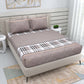 DREAM WEAVERZ Beige Checked 220 TC Glazed Cotton Bedsheet with Pillow Covers - Swadesiicart