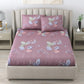 DREAM WEAVERZ 220 TC Pink & Blue Floral Glazed Cotton King Bedsheet with 2 Pillow Covers - Swadesiicart