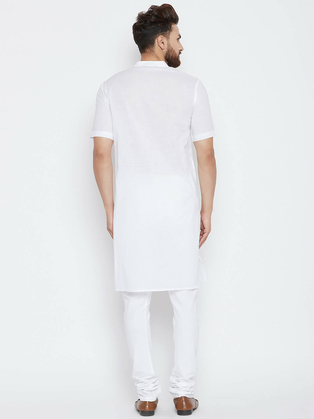 Even Apparels White Color Pure Cotton Men's Kurta With Band Collar | Swadesiicart