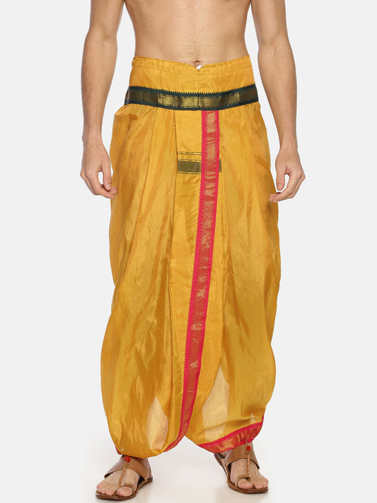 Sethukrishna Mustard Yellow Solid Readymade Dhoti Pant For Men | Swadesiicart