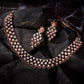 Saraf RS Jewellery Rose Gold-Polished White AD-Studded Handcrafted Jewellery Set
