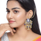 Shoshaa Women Gold-Polished Blue Contemporary Drop Earrings | Swadesiicart