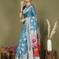 Shree Shyam Fashion Linen Cotton Sky Blue Saree