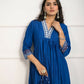 Festive Wear Ethnic Blue Silk wih cotton inner Stitched Suit With Dupatta - Tanisha | Swadesiicart