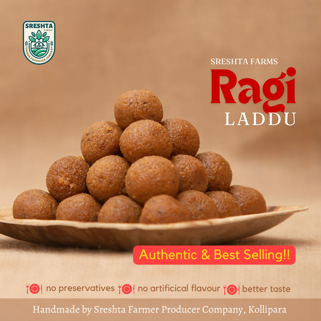 Sreshta Farms Organic Ragi (Finger Millet) Laddu | Swadesiicart