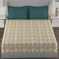 MYTRIDENT Mustard White Floral Cotton 144 TC Queen Bedsheet With 2 Pillow Covers - Swadesiicart