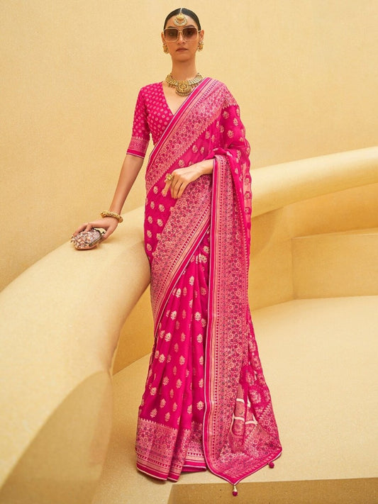 Anouk Ethnic Motifs Organza Banarasi Saree | Swadesiicart
