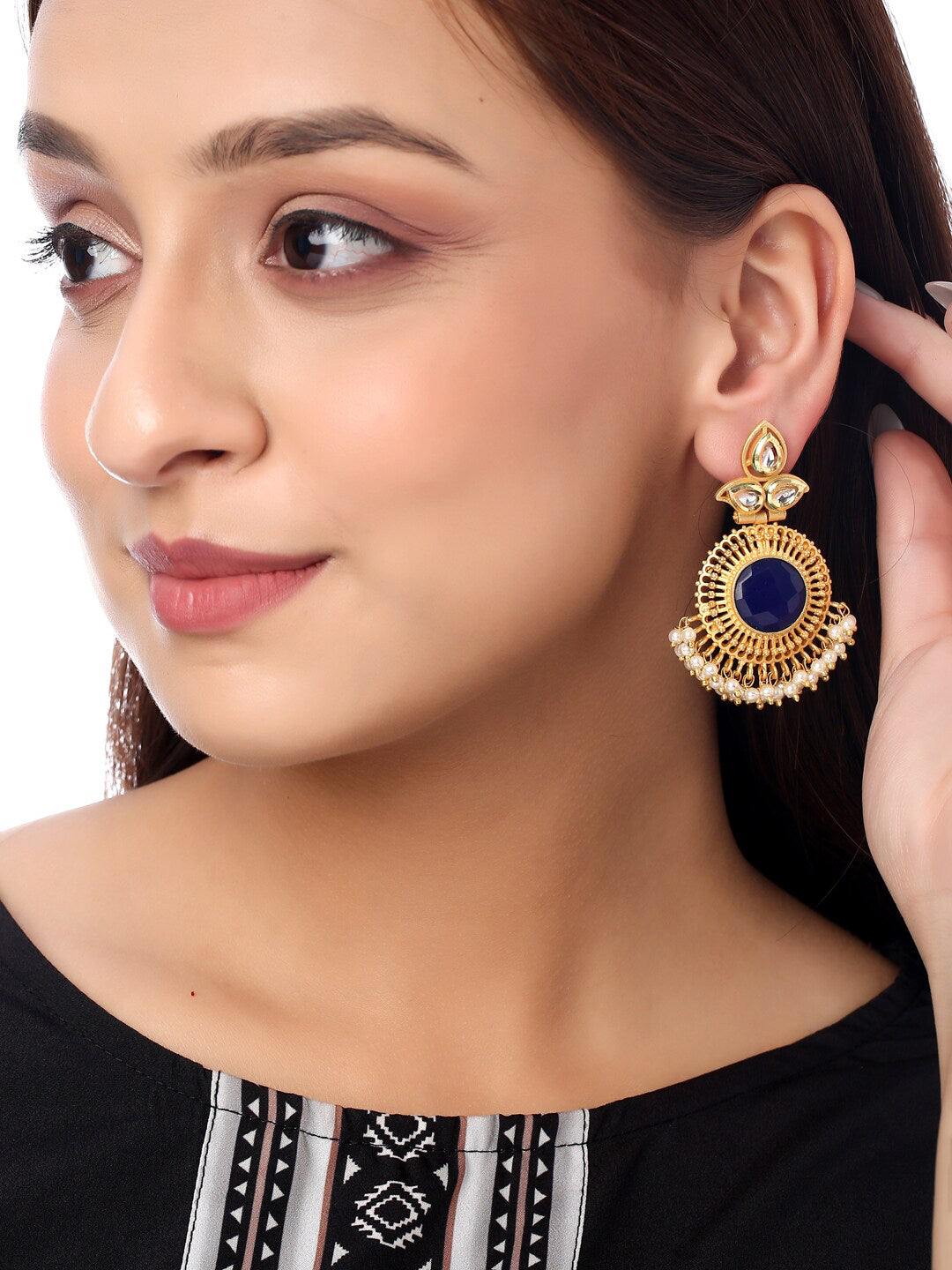 Shoshaa Woman Gold-Toned Contemporary Drop Earrings | Swadesiicart