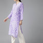 ADA Women Mauve & White Ethnic Motifs Embroidered Chikankari Kurta | Swadesiicart