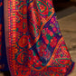 Mitera Navy Blue & Red Woven Design Silk Blend Banarasi Saree | Swadesiicart