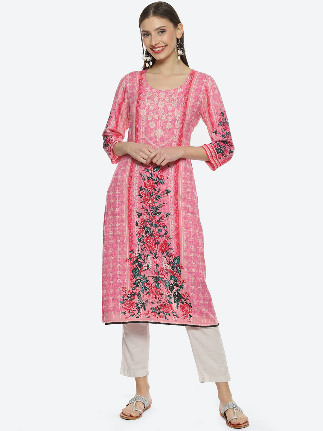 Biba Women Floral Printed Straight Kurta - Swadesiicart
