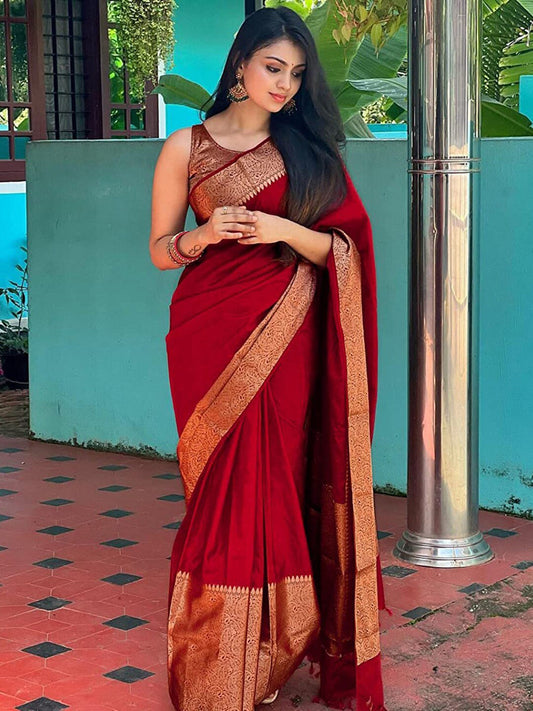 Kalini Ethnic Motif Woven Design Zari Banarasi Saree | Swadesiicart