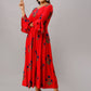 Kalini Women Red Floral Embroidered Flared Sleeves Anarkali Kurta | Swadesiicart