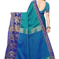 Vamika Banarasi Jacquard Weaving Blue Saree (DHONI BLUE) | Swadesiicart