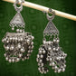 NVR Women's Silver-Plated Oxidised Contemporary Drop Earrings | Swadesiicart