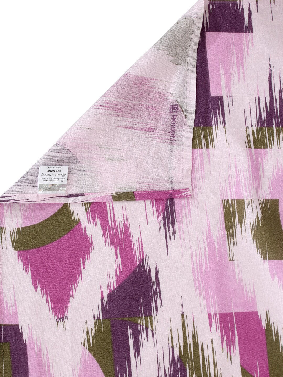 BOMBAY DYEING Marigold Purple Geometric Cotton 104 TC King Bedsheet With 2 Pillow Covers - Swadesiicart