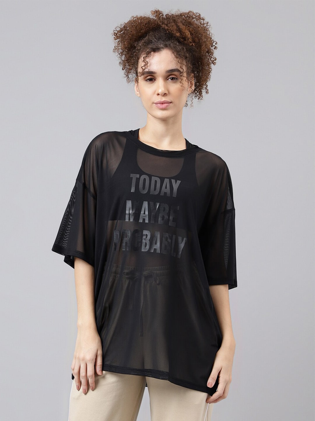 MKH Typography Printed Relaxed Fit Sheer Dri-FIT T-shirt - Swadesiicart