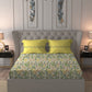 MYTRIDENT Beige White Floral Pure Cotton 144 TC Queen Bedsheet With 2 Pillow Covers - Swadesiicart